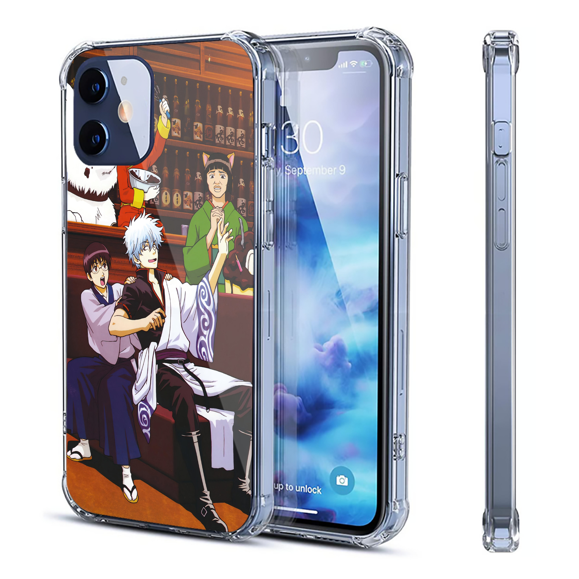 （画像用） ぎんたま 坂田銀時（さかたぎんとき） 神楽 志村新八（しむら しんぱち） GINTAMA Sakata Gintoki Kagura Shimura Shinpachi 【iPhone 12シリーズ対応】透明スマホケース（クリアソフトケース）